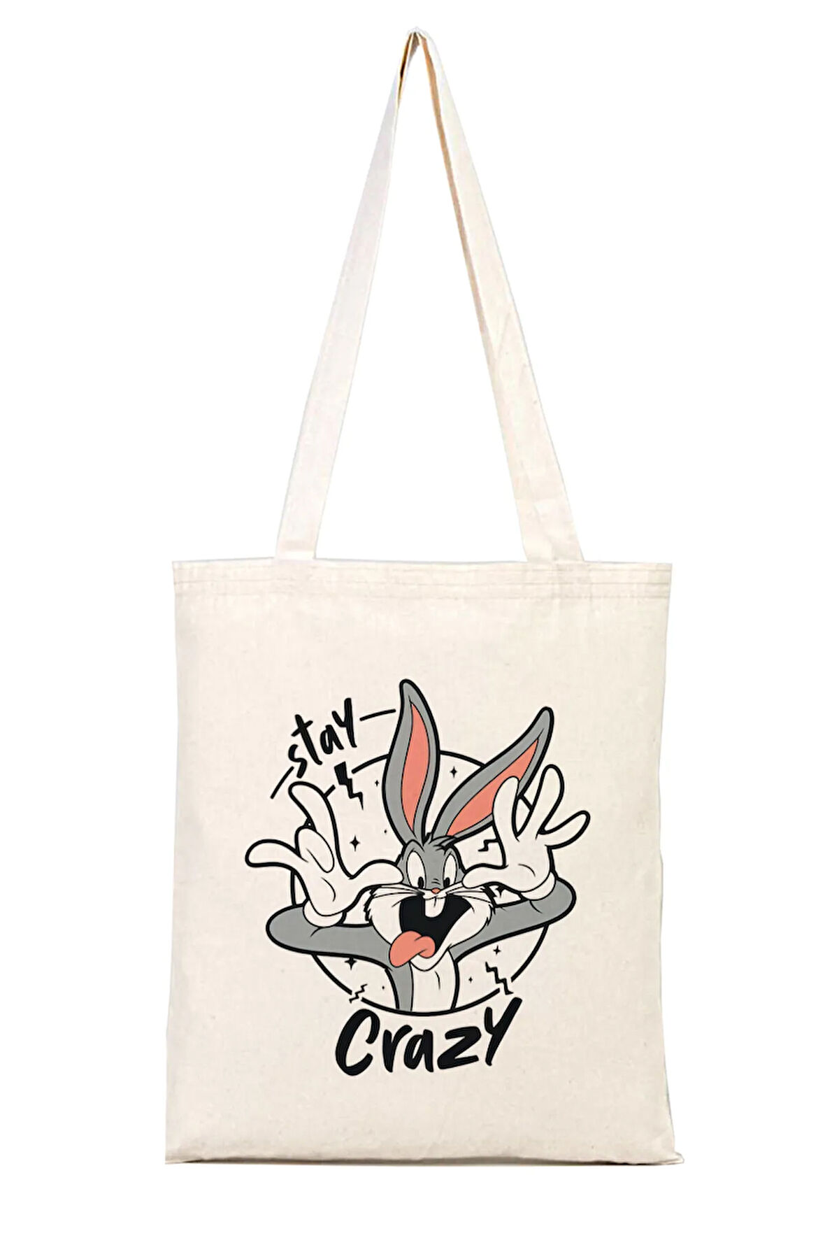 Crazy Bugs Bunny %100 Pamuk Bez Omuz Çantası