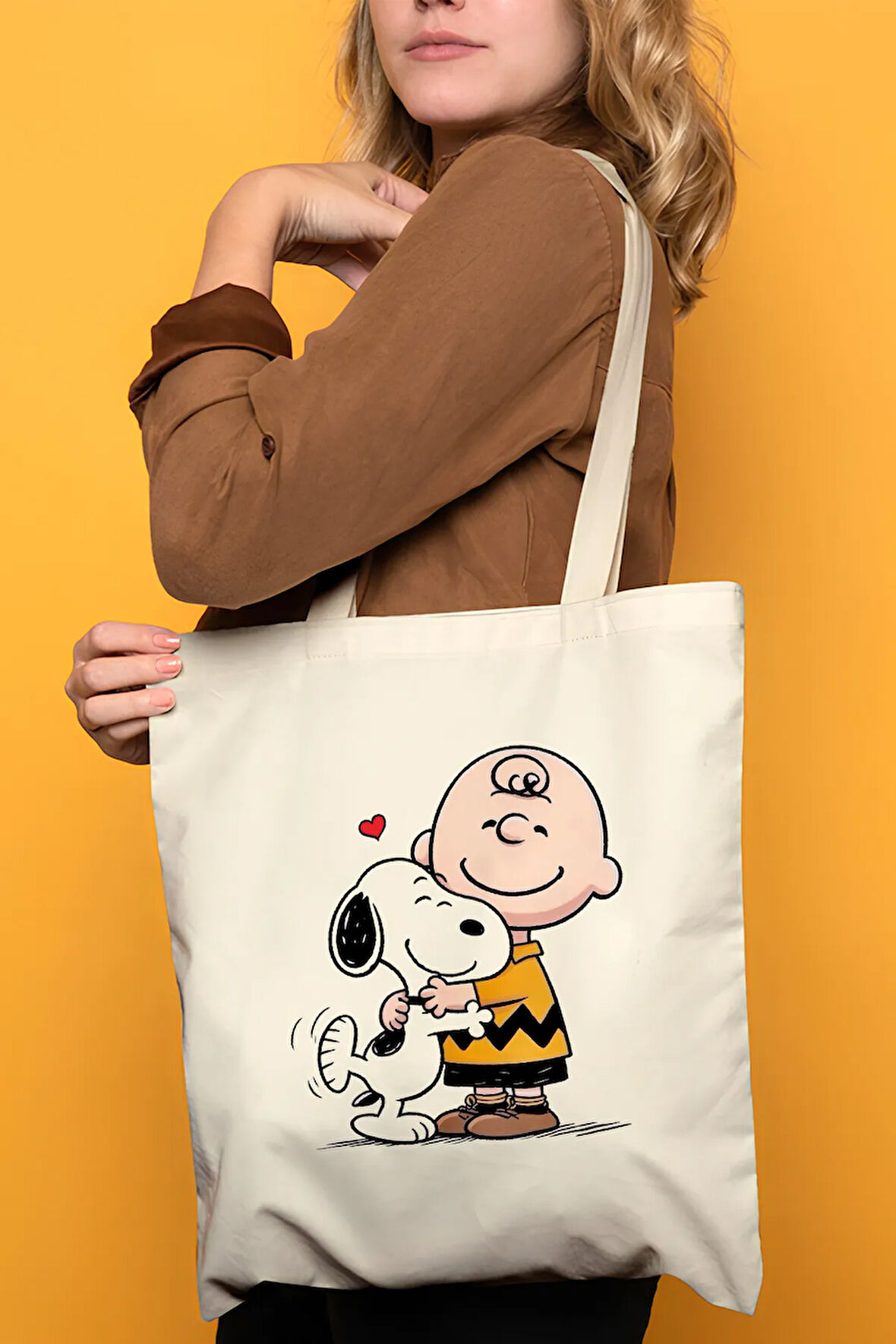 Snoopy Charlie Brown %100 Pamuk Bez Omuz Çantası