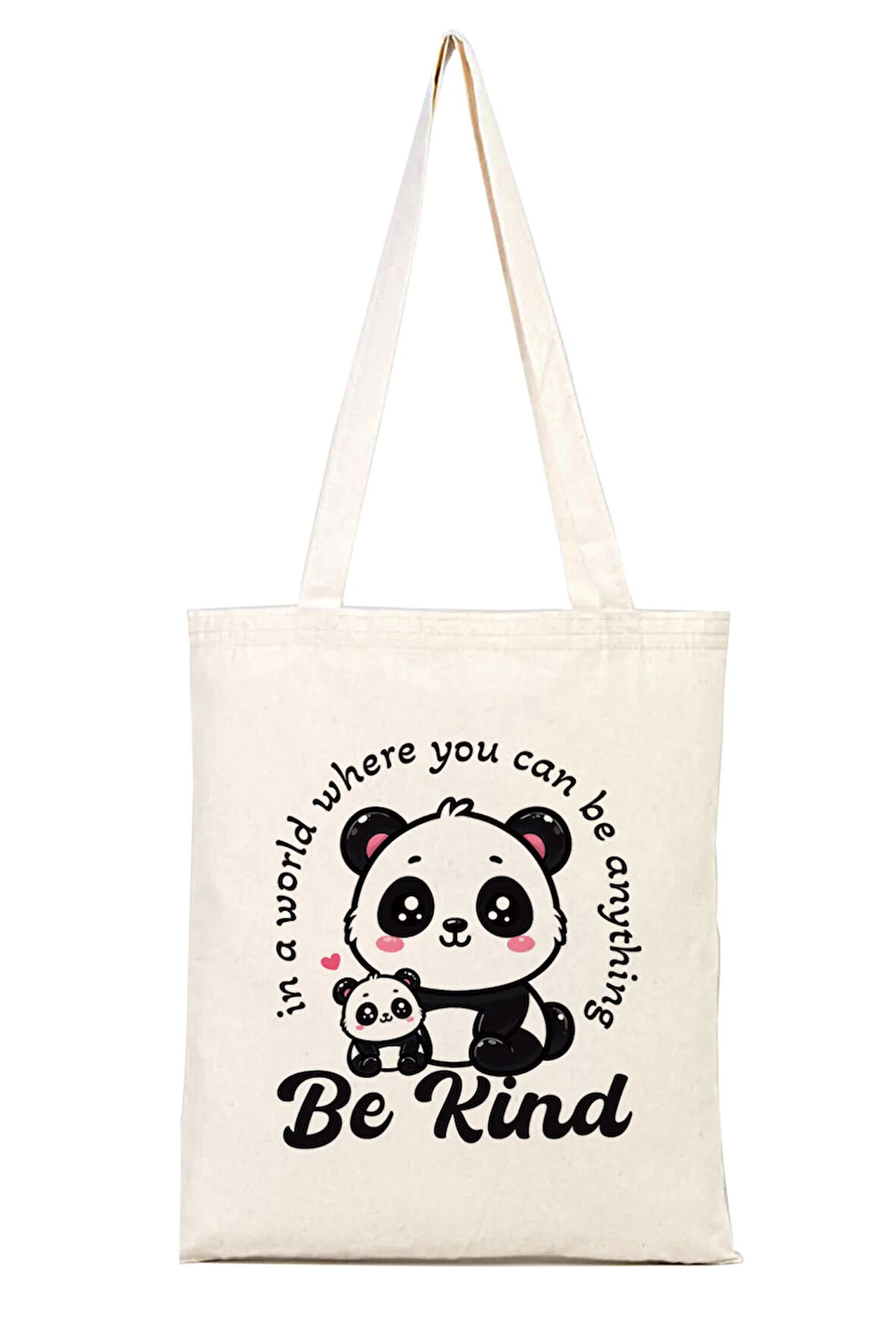 Panda Baskılı %100 Pamuk Bez Omuz Çantası
