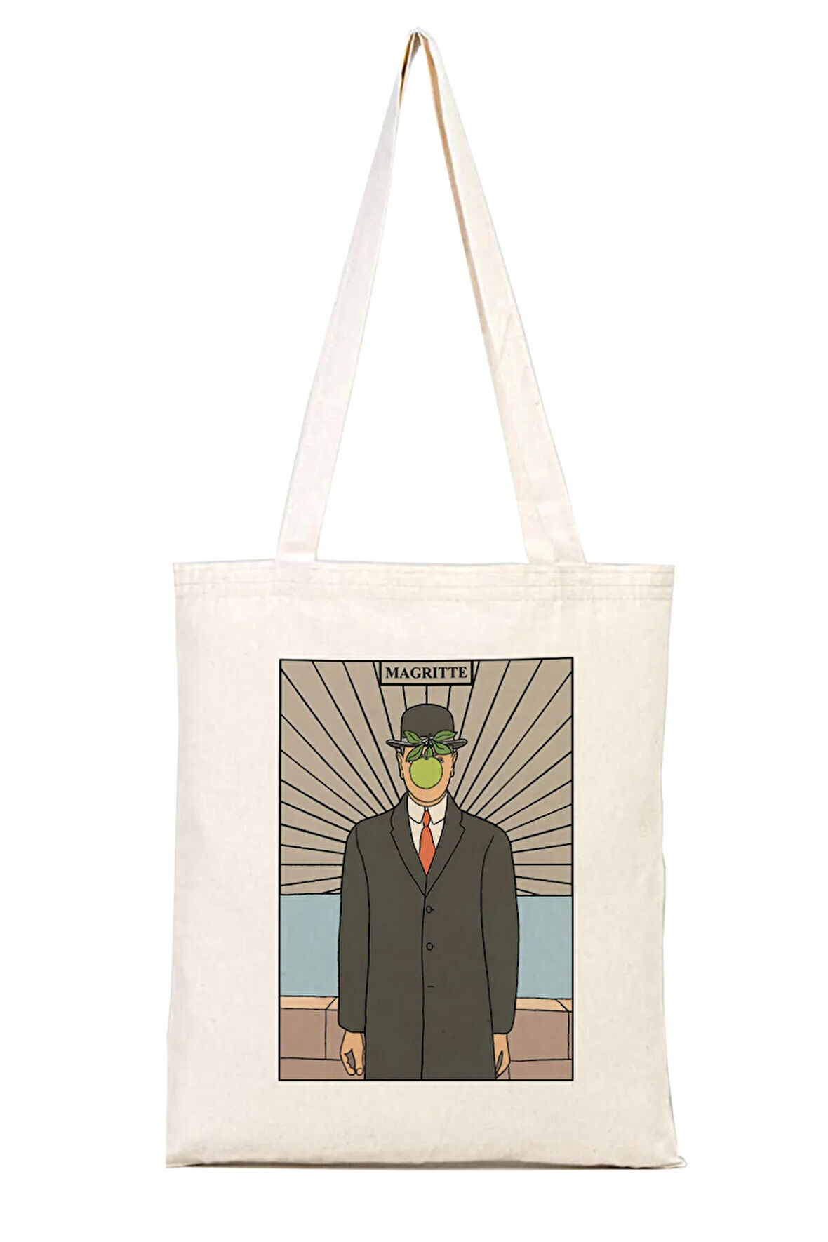 Magritte Son of Man %100 Pamuk Bez Omuz Çantası