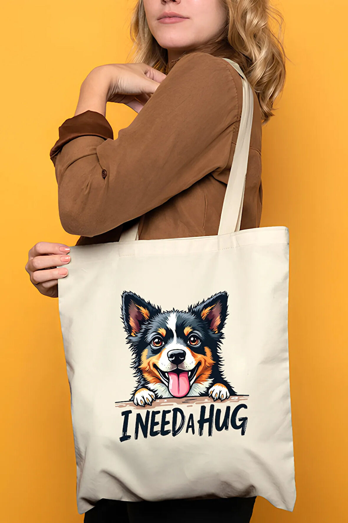 Sevimli Köpek %100 Pamuk Bez Omuz Çantası