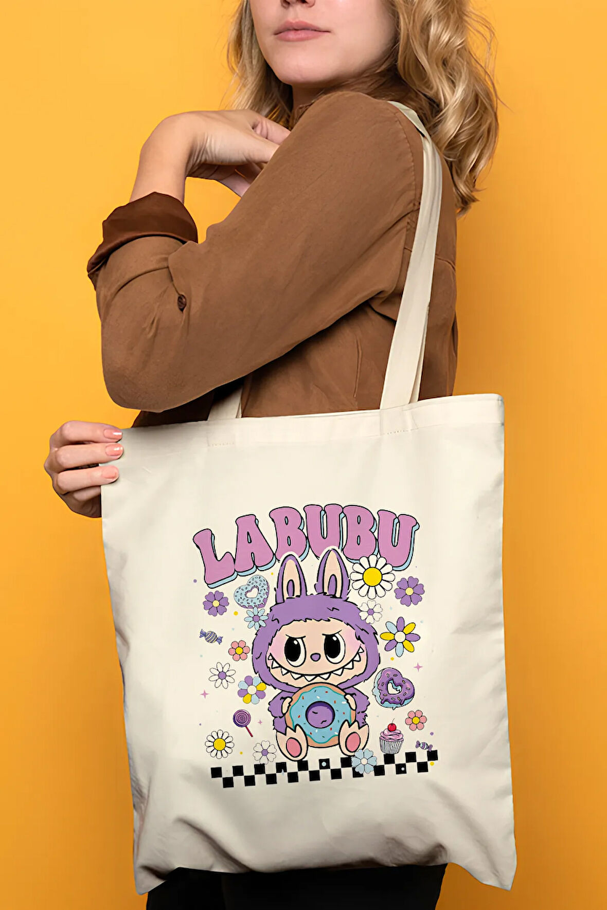 Labubu %100 Pamuk Bez Omuz Çantası