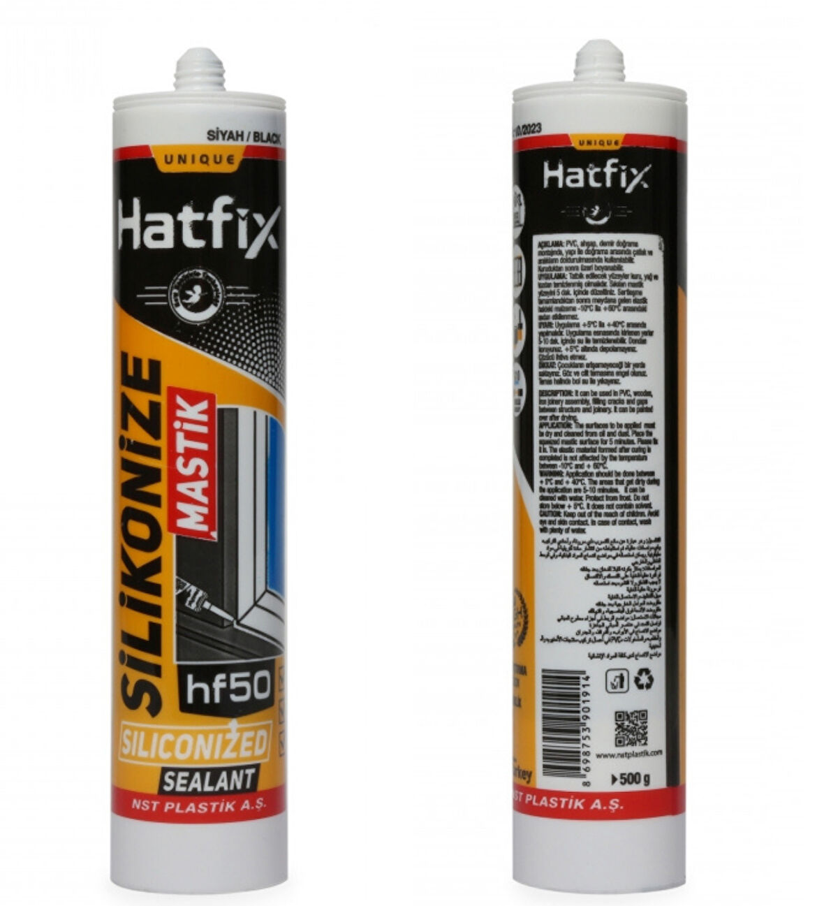 Hatfix Silikonize Mastik Siyah 2 Adet 500Gr