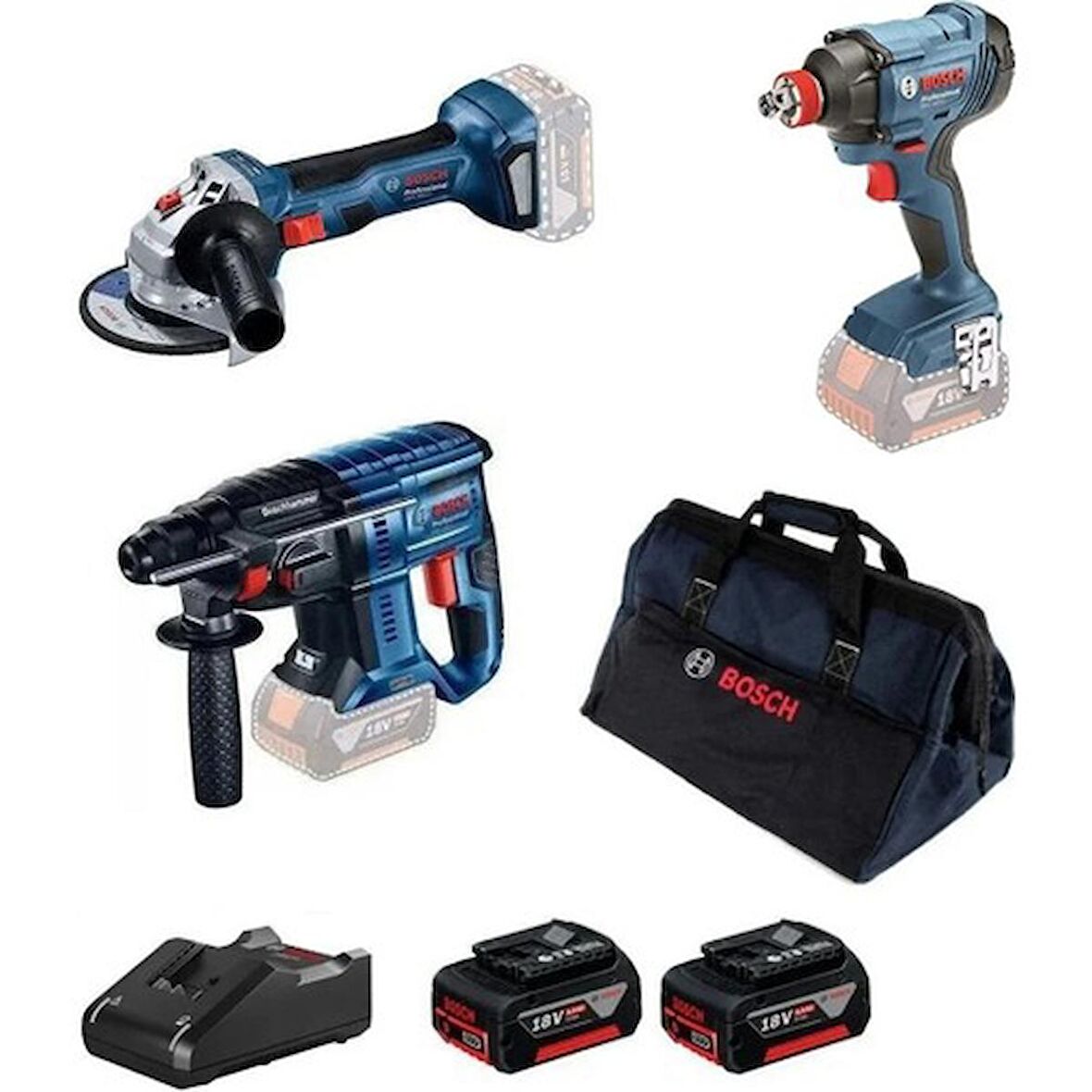 Bosch GDX180+GBH 180+GWS 180 2 x GBA 18V 5.0Ah 