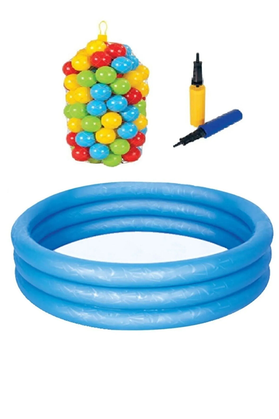 Eğitici Oyun Seti 122*25 3 Boğumlu Havuz 100 Adet 6cm Havuz Topu Ve Havuz Şişirme Pompası