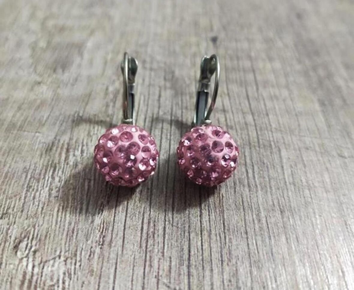 Hdmarketim Şambala Model Swarovski Taşlı Pembe Sallantılı Küpe