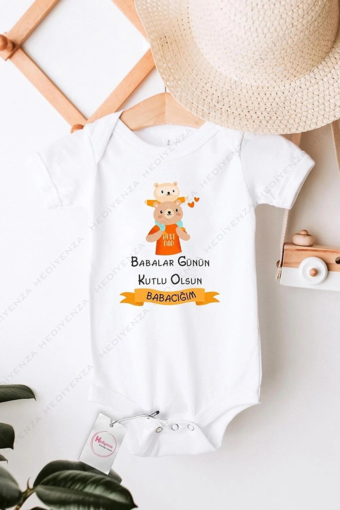 Babalar Günün Kutlu Olsun Babacığım Özel Tasarım Bebek Zıbın Pamuklu Çıtçıtlı Body