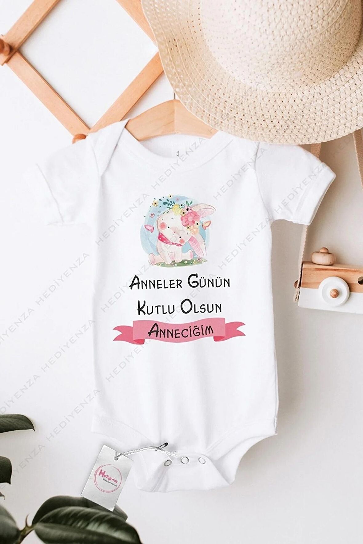 Anneler Günün Kutlu Olsun Anneciğim Pembe Kız Özel Tasarım Bebek Zıbın Pamuklu Çıtçıtlı Body