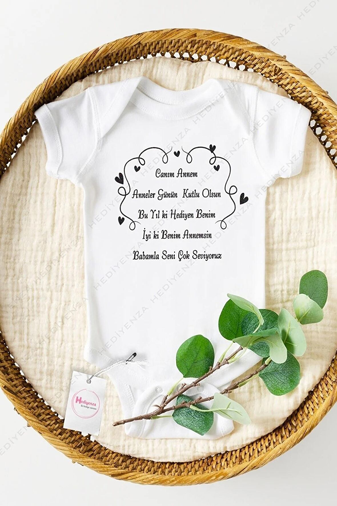 Canım Annem Anneler Günün Kutlu Olsun Özel Tasarım Bebek Zıbın Pamuklu Çıtçıtlı Body