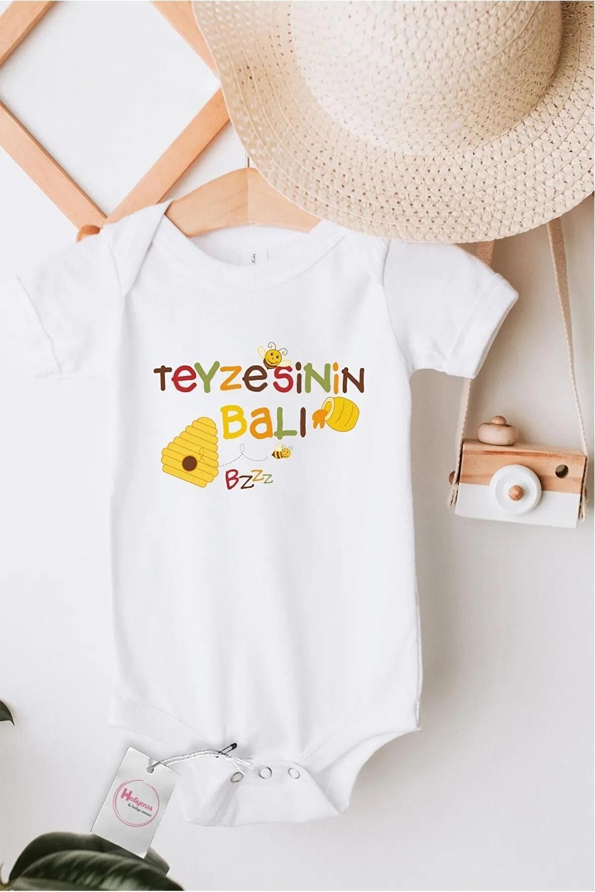 Teyzesinin Balı Özel Tasarım Bebek Zıbın Pamuklu Çıtçıtlı Body