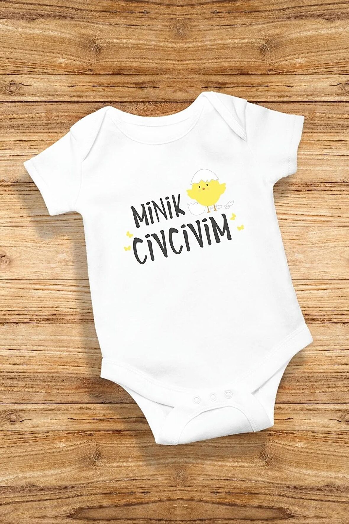 Minik Civcivim Özel Tasarım Bebek Zıbın Pamuklu Çıtçıtlı Body