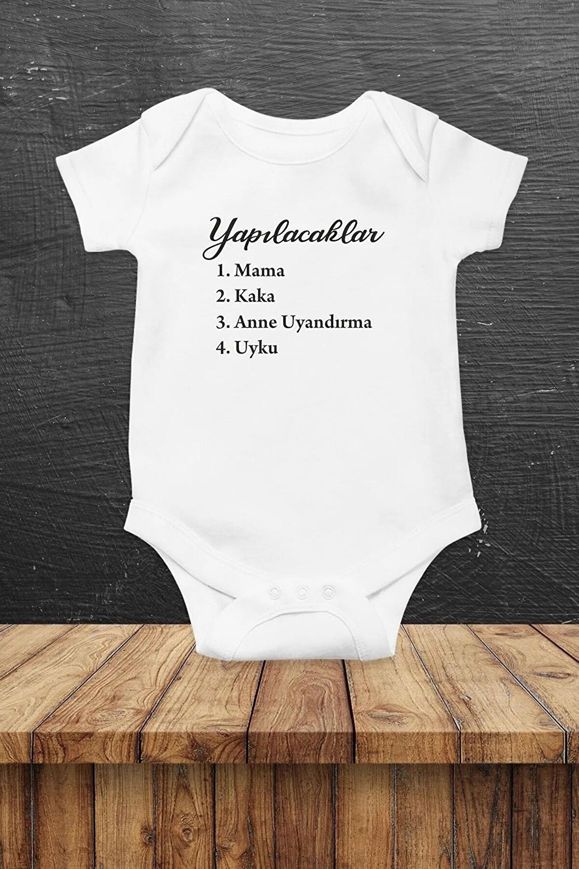 Yapılacaklar Özel Tasarım Bebek Zıbın Pamuklu Çıtçıtlı Body