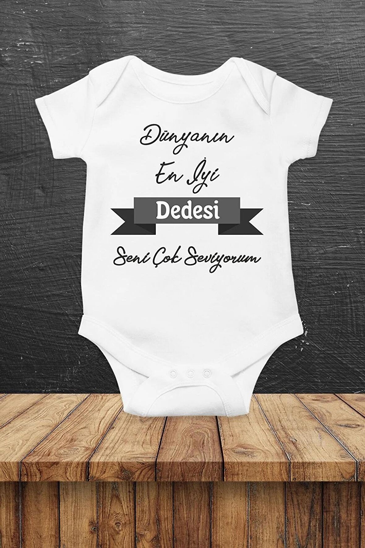 Dünyanın En İyi Dedesi Özel Tasarım Bebek Zıbın Pamuklu Çıtçıtlı Body