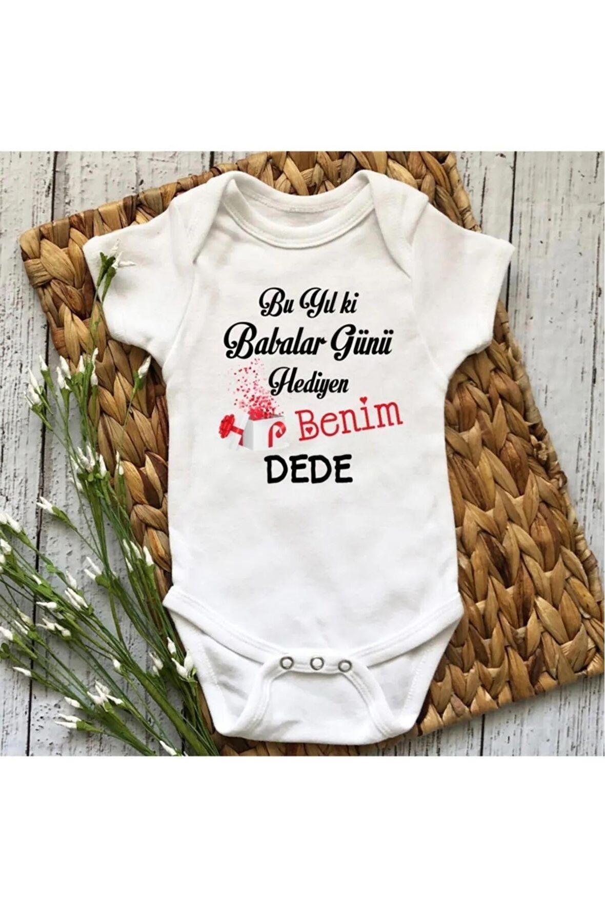 Bu Yıl ki Babalar Günü Hediyen Benim Dede Özel Tasarım Bebek Zıbın Pamuklu Çıtçıtlı Body