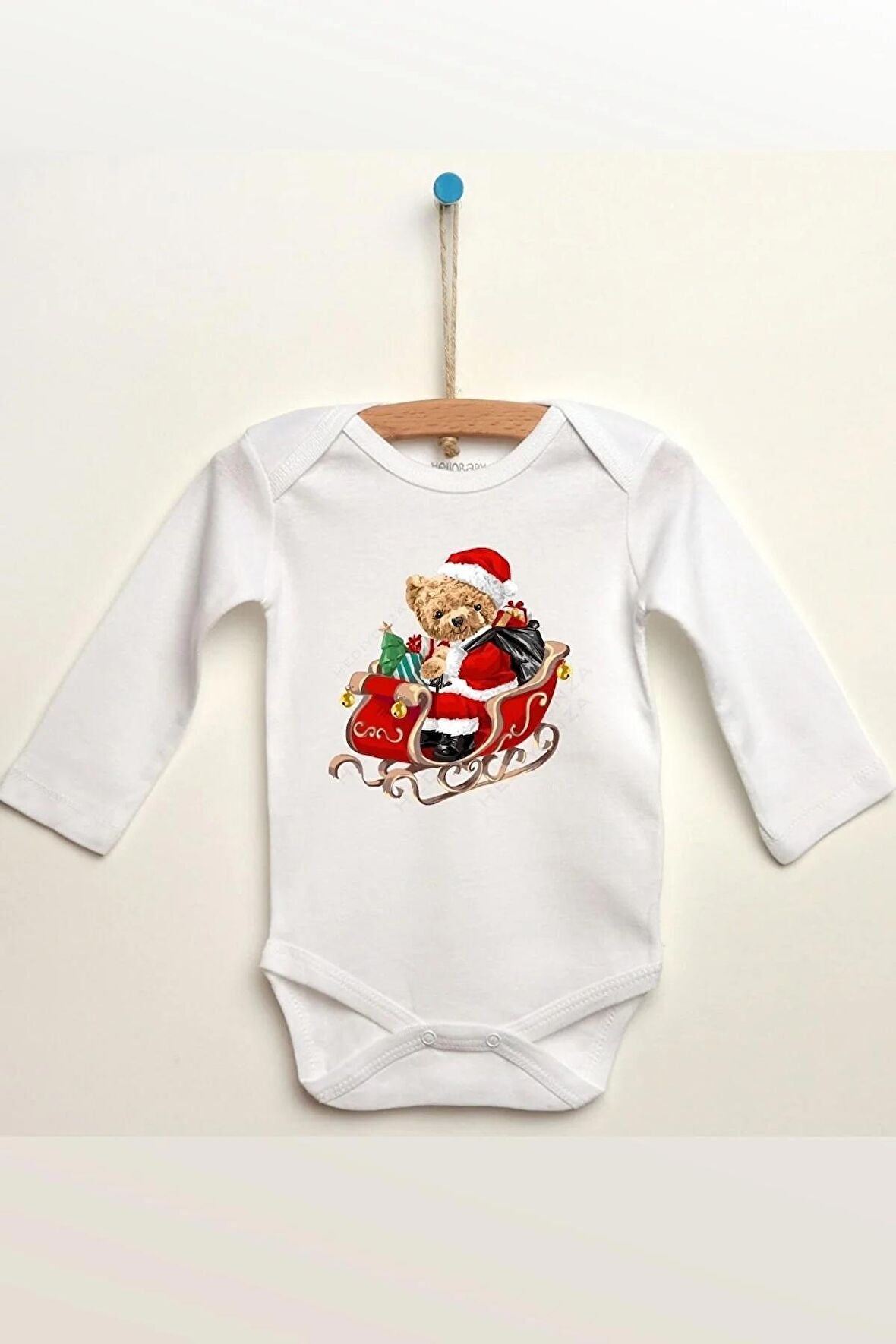 Teddy Bear Christmas Özel Tasarım Bebek Zıbın Pamuklu Çıtçıtlı Body