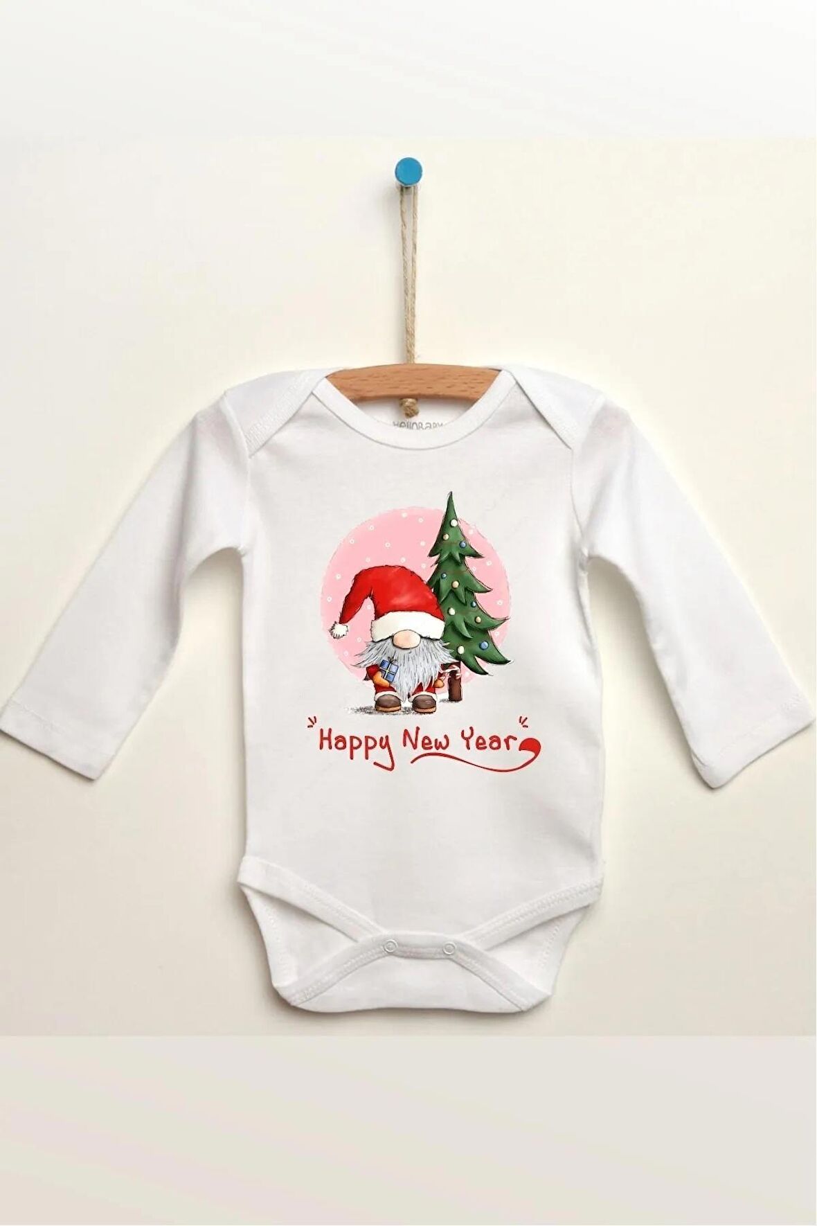 Happy New Year Özel Tasarım Bebek Zıbın Pamuklu Çıtçıtlı Body