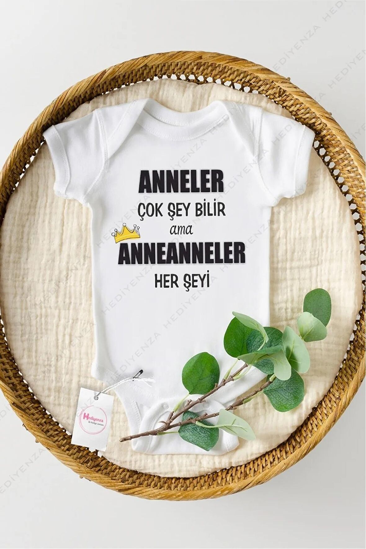 Anneler Çok Şey Bilir ama Anneanneler Her Şeyi Özel Tasarım Bebek Zıbın Pamuklu Çıtçıtlı Body