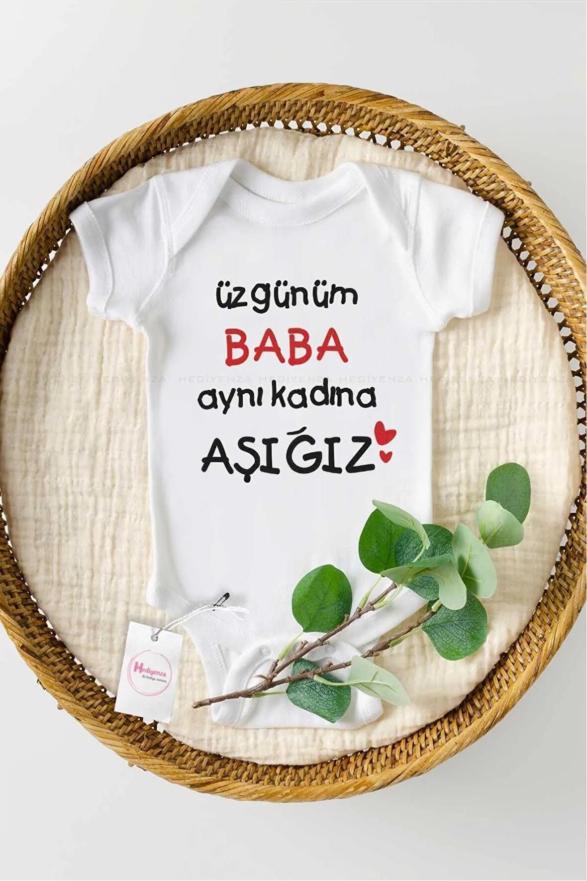 Üzgünüm Baba Aynı Kadına Aşığız Özel Tasarım Bebek Zıbın Pamuklu Çıtçıtlı Body