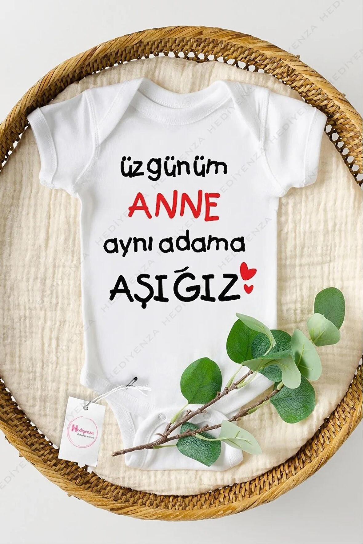Üzgünüm Anne Aynı Kadına Aşığız Özel Tasarım Bebek Zıbın Pamuklu Çıtçıtlı Body