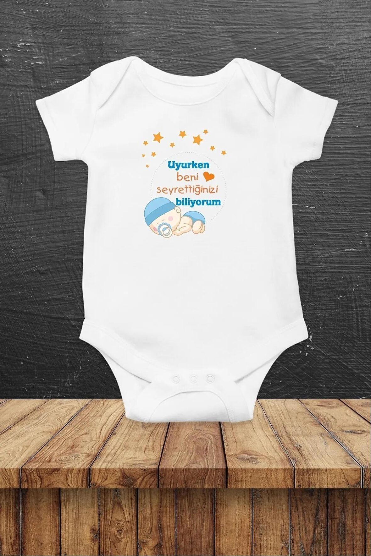 Uyurken Beni Seyrettiğinizi Biliyorum Özel Tasarım Bebek Zıbın Pamuklu Çıtçıtlı Body