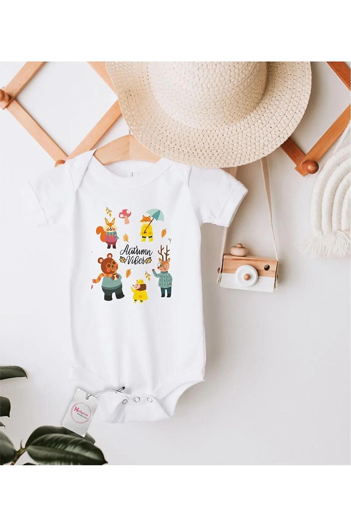 Autumn Vibes Özel Tasarım Bebek Zıbın Pamuklu Çıtçıtlı Body