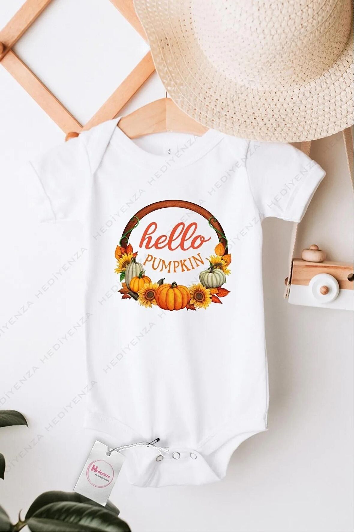 Hello Pupmpkin Özel Tasarım Bebek Zıbın Pamuklu Çıtçıtlı Body