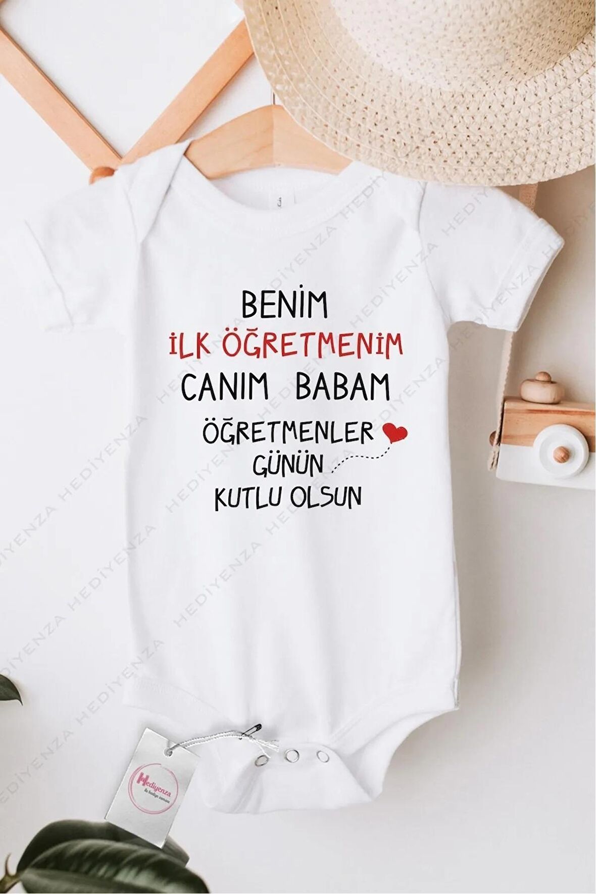 Benim İlk Öğretmenim Babam Öğretmenler Günü Özel Tasarım Bebek Zıbın Pamuklu Çıtçıtlı Body