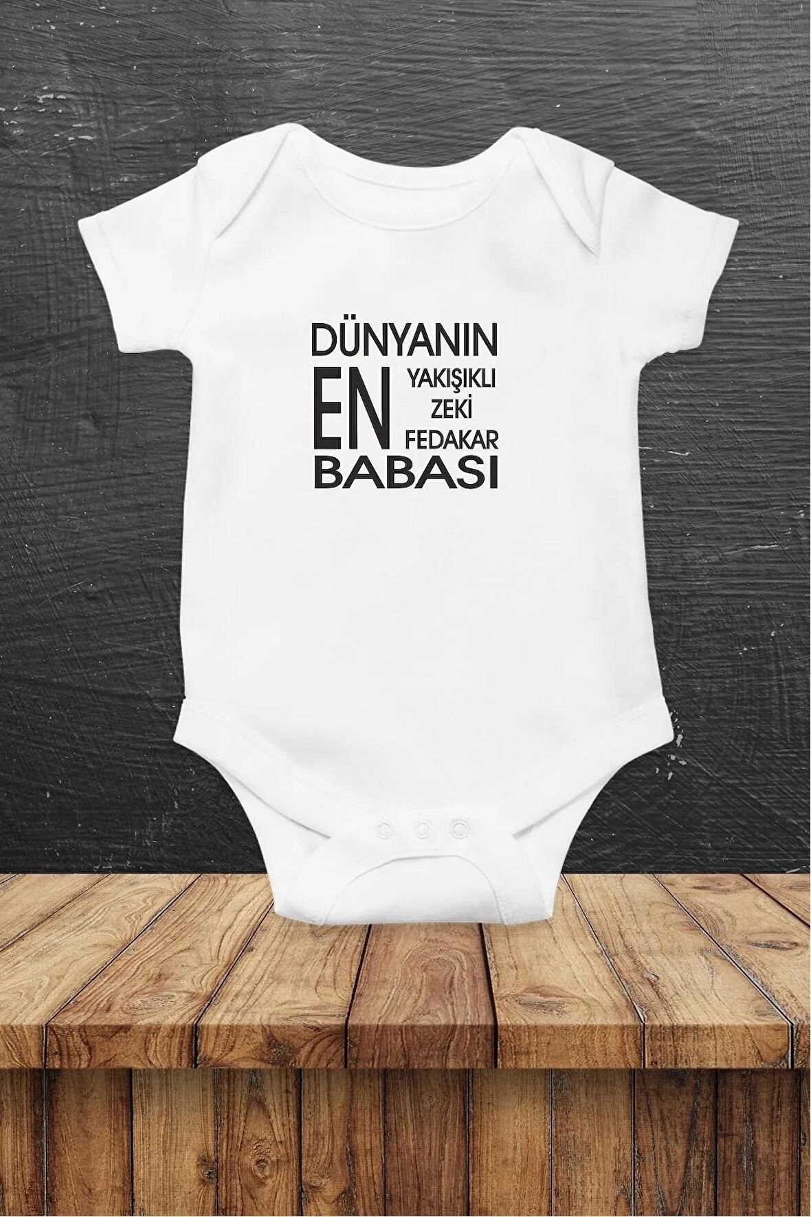 En Babası Özel Tasarım Bebek Zıbın Pamuklu Çıtçıtlı Body