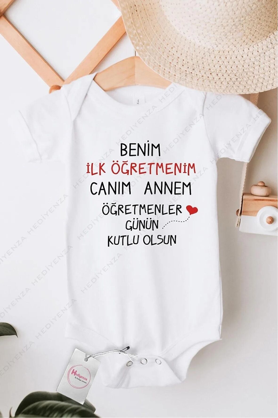 İlk Öğretmenim Canım Annem Özel Tasarım Bebek Zıbın Pamuklu Çıtçıtlı Body