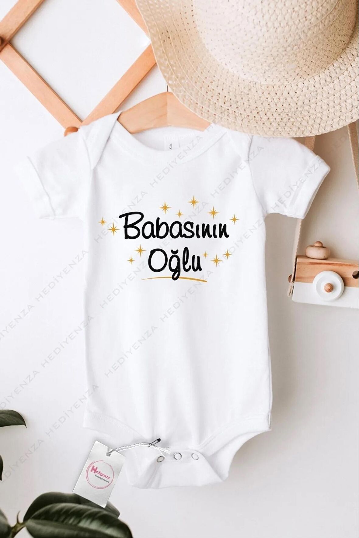 Babasının oğlu Özel Tasarım Bebek Zıbın Pamuklu Çıtçıtlı Body