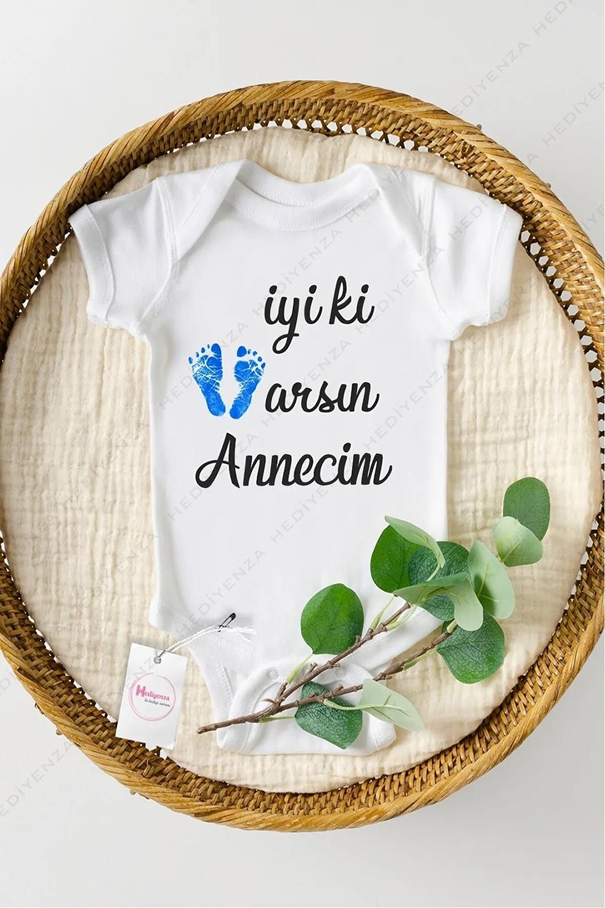 İyi ki Varsın Annecim Özel Tasarım Bebek Zıbın Pamuklu Çıtçıtlı Body