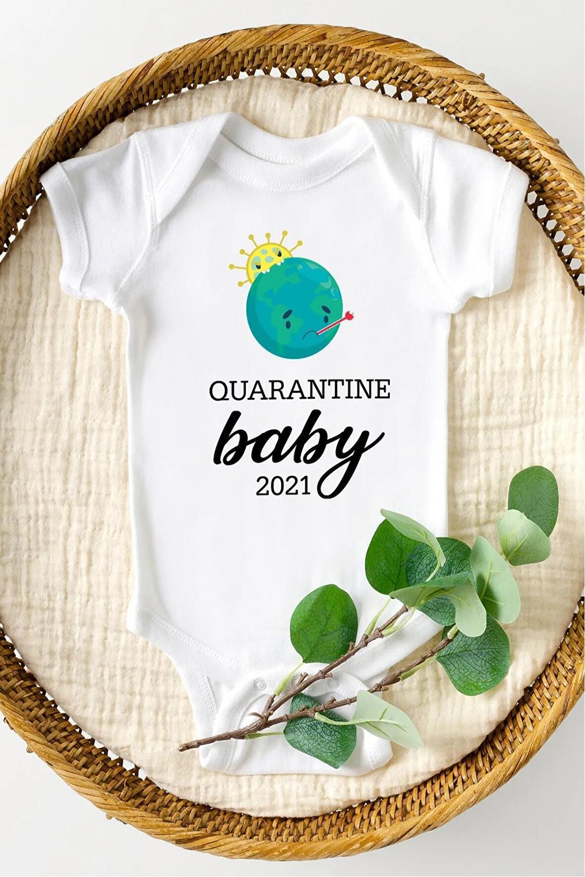 Quarantine Baby Özel Tasarım Bebek Zıbın Pamuklu Çıtçıtlı Body