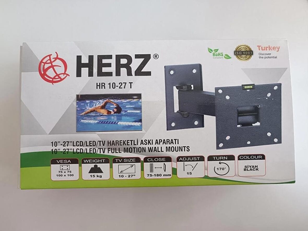 Herz Hr-10"- 27" LCD/LED/TV Tek Kollu Kilitli Hareketli Duvar Askı Aparatı