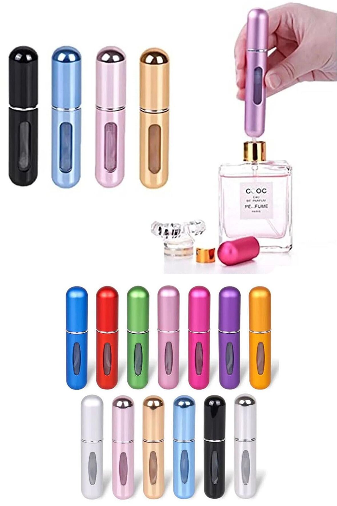 5 Adet Taşınabilir Mini Doldurmalı Parfüm Şisesi Cep Parfümü Seyahat Tipi Çanta İçi 5 ml