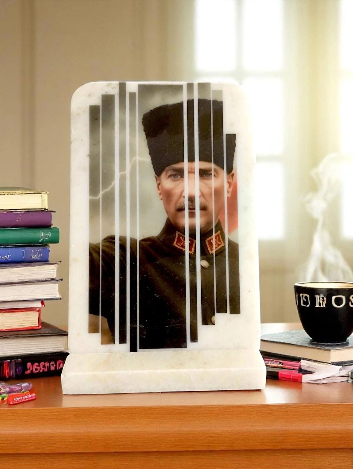 Mermer Masaüstü Atatürk Portresi 15x22 Cm (Dijital Baskı)