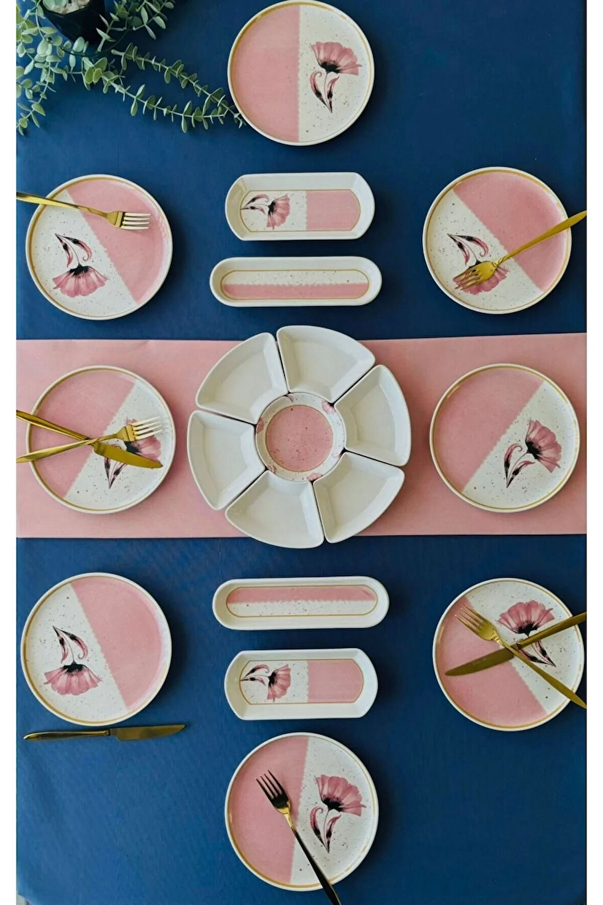 Gelincik Model 8 Kişilik 19 Parça Kahvaltı Takımı (Pembe)