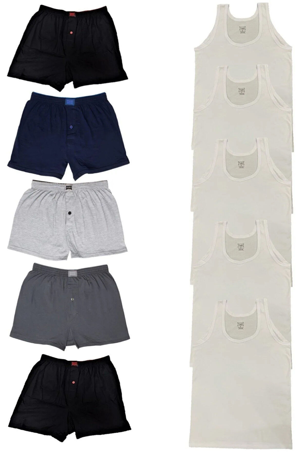 Erkek 5 Adet Boxer 5 Adet Atlet -10lu Paket