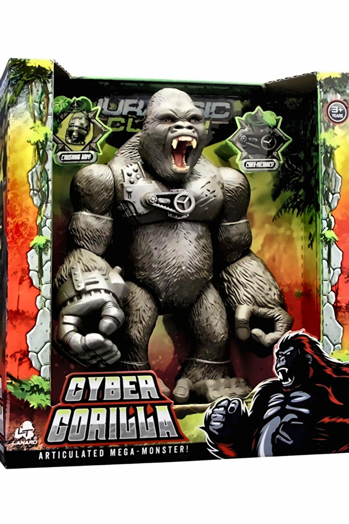 Jurassic Clash - Mega Canavar! Siber Goril! 10" Kız Çocuk Eğitici Oyuncak Erkek Çocuk Oyuncaklar