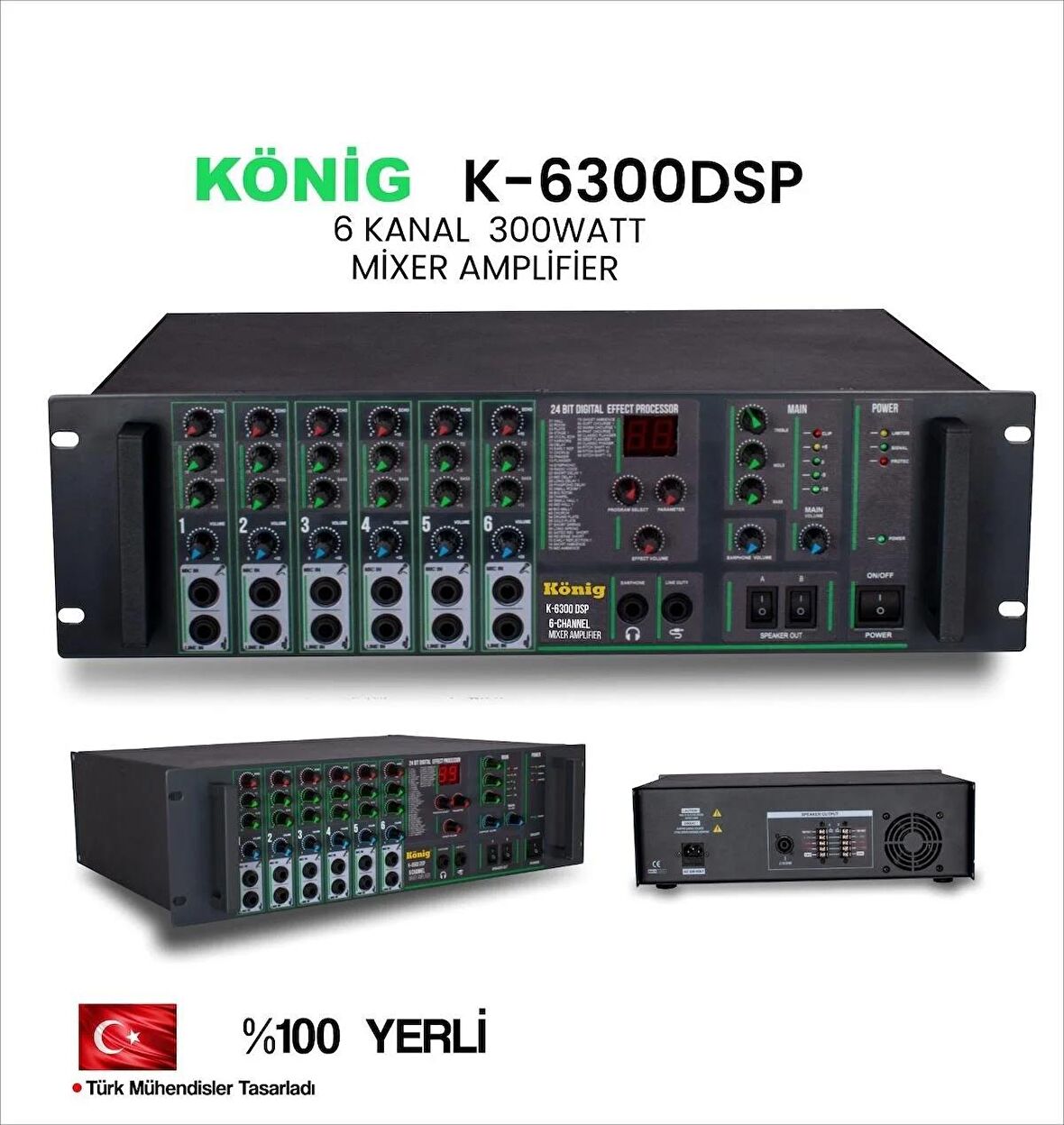 König K-6300 Dsp 6 Kanal 300 Watt Mixer Amplifier