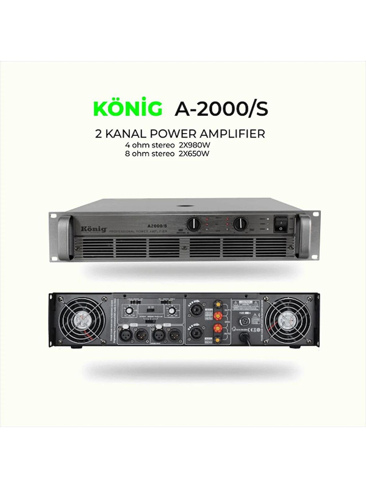 König A–2000/S 4 Ohm 2 x 850 W Power Amplıfıer