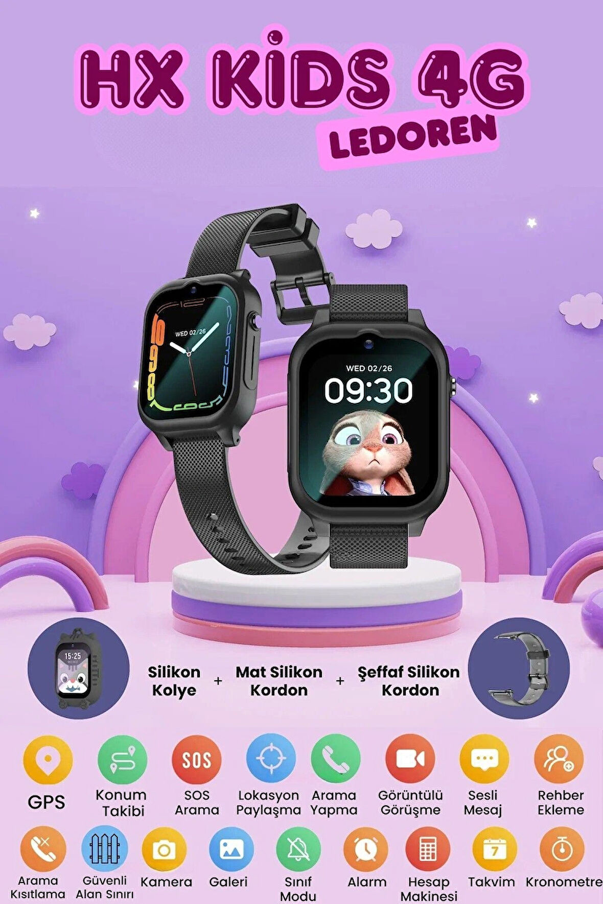 Hx Kids 4g Max Sim Kartlı Harvox Akıllı Çocuk Saati Gps Konum Takibi Görüntülü Konuşma 4g Destekli
