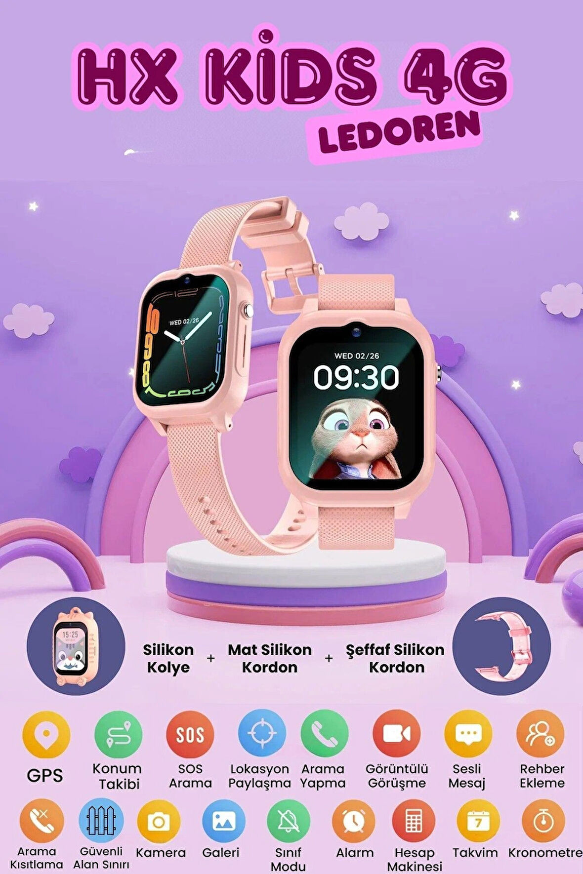 Hx Kids 4g Max Sim Kartlı Harvox Akıllı Çocuk Saati Gps Konum Takibi Görüntülü Konuşma 4g Destekli
