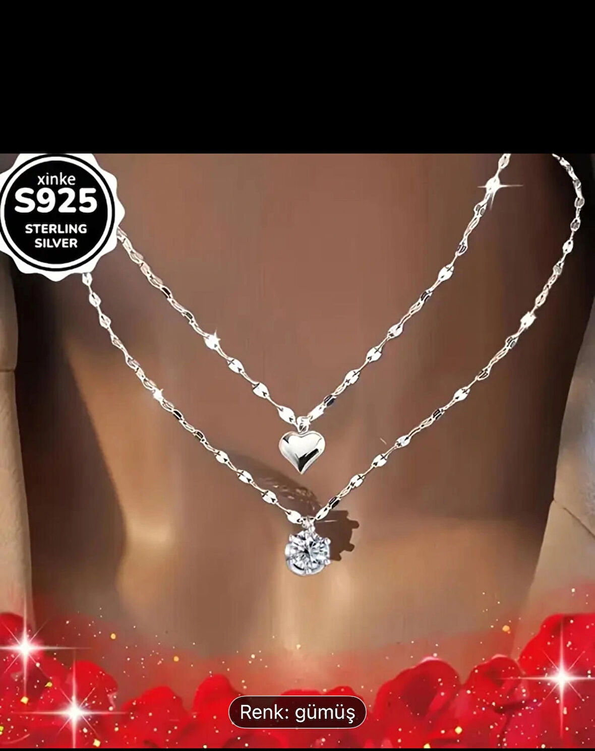 KALPLİ 925 AYAR ÇİFT KOLYE