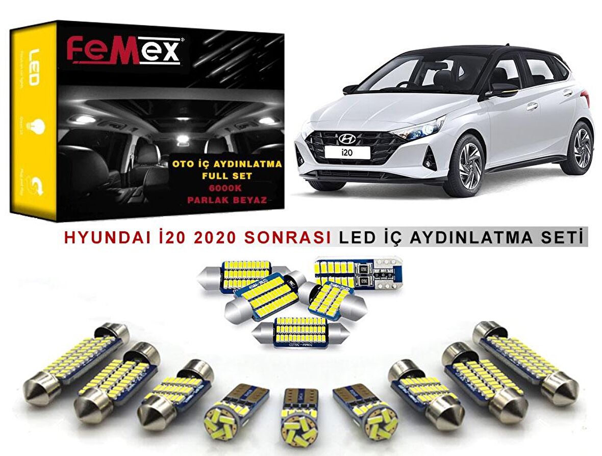 Hyundai i20 2021 LED İç Aydınlatma Ampul Seti FEMEX Parlak Beyaz