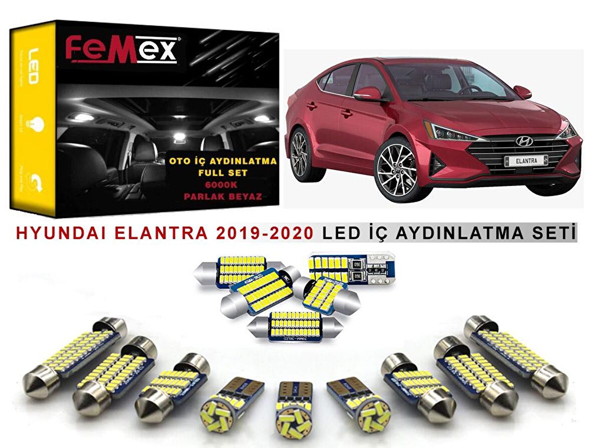 Hyundai Elantra 2019-2020 LED İç Aydınlatma Ampul Seti FEMEX Parlak Beyaz