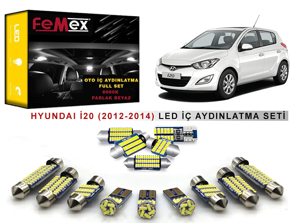 Hyundai i20 (2012-2014) LED İç Aydınlatma Ampul Seti FEMEX Parlak Beyaz