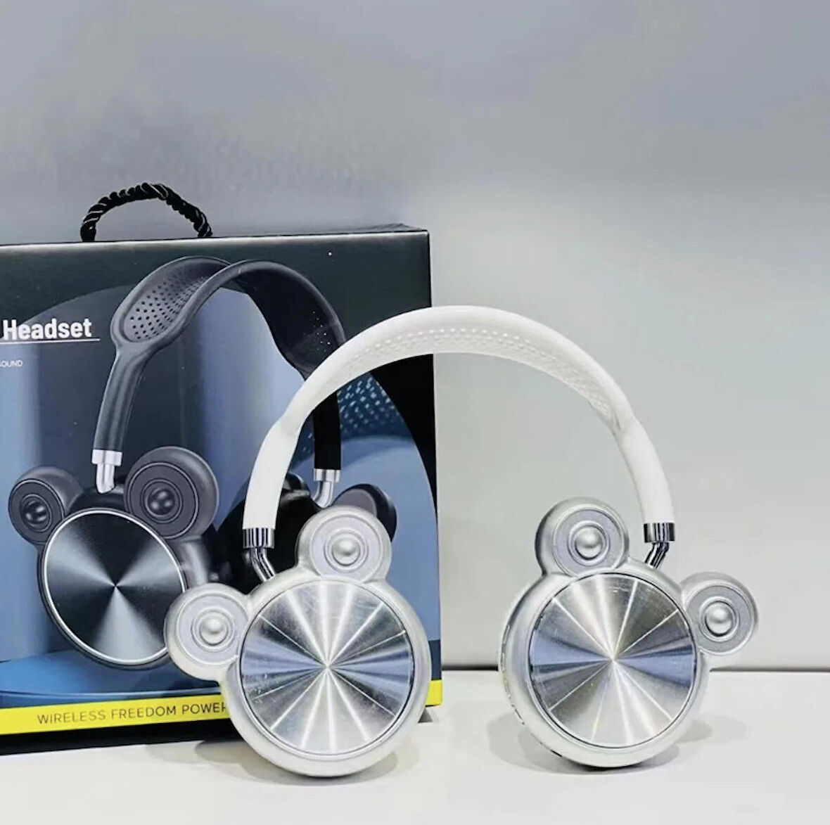 i-16 Mickey Mouse Kulaklı Kablosuz Kulaküstü Bluetooth Kulaklık BEYAZ