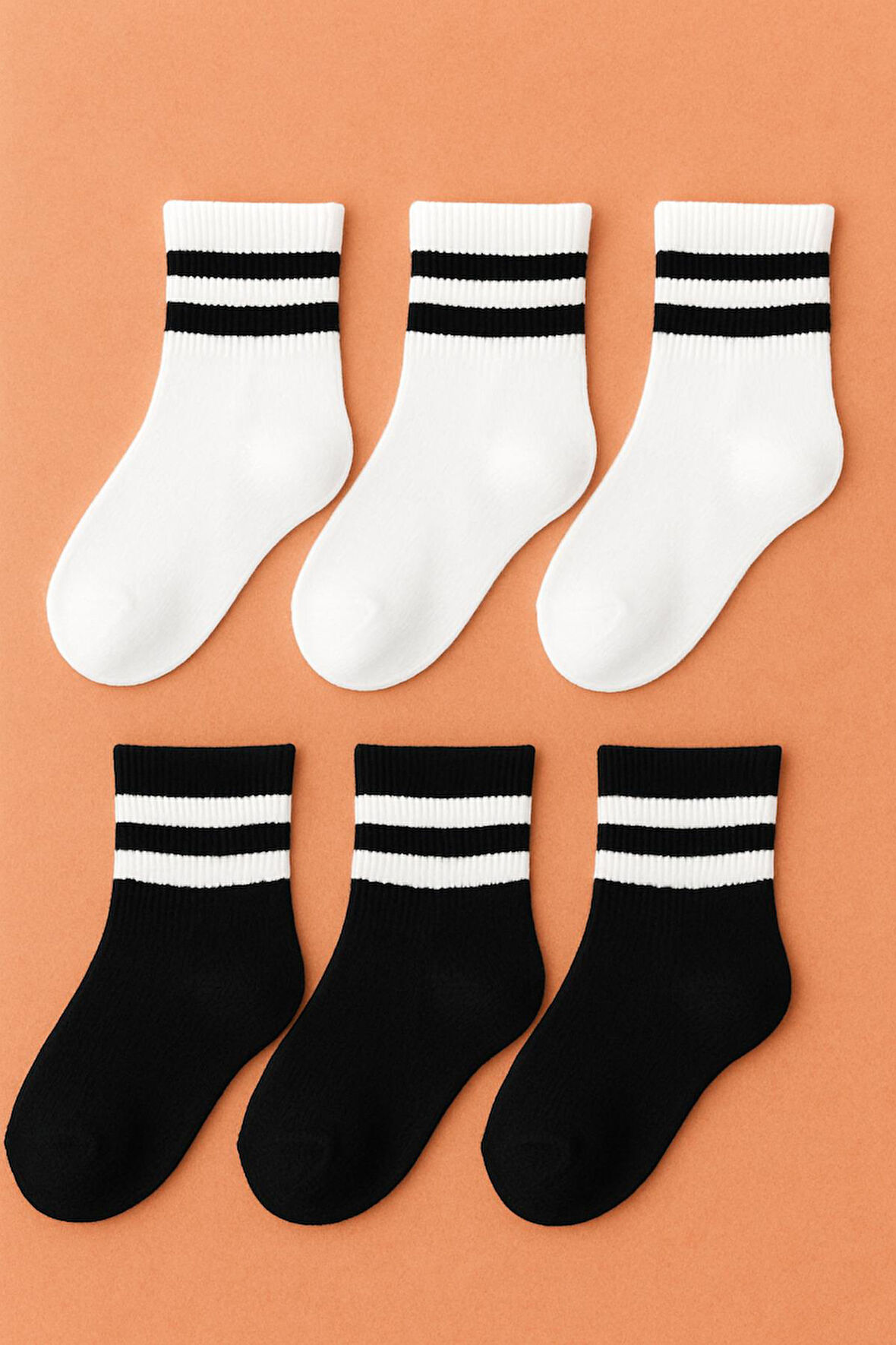 6 Çift Burun Dikişsiz Çemberli Tenis Çocuk Soket