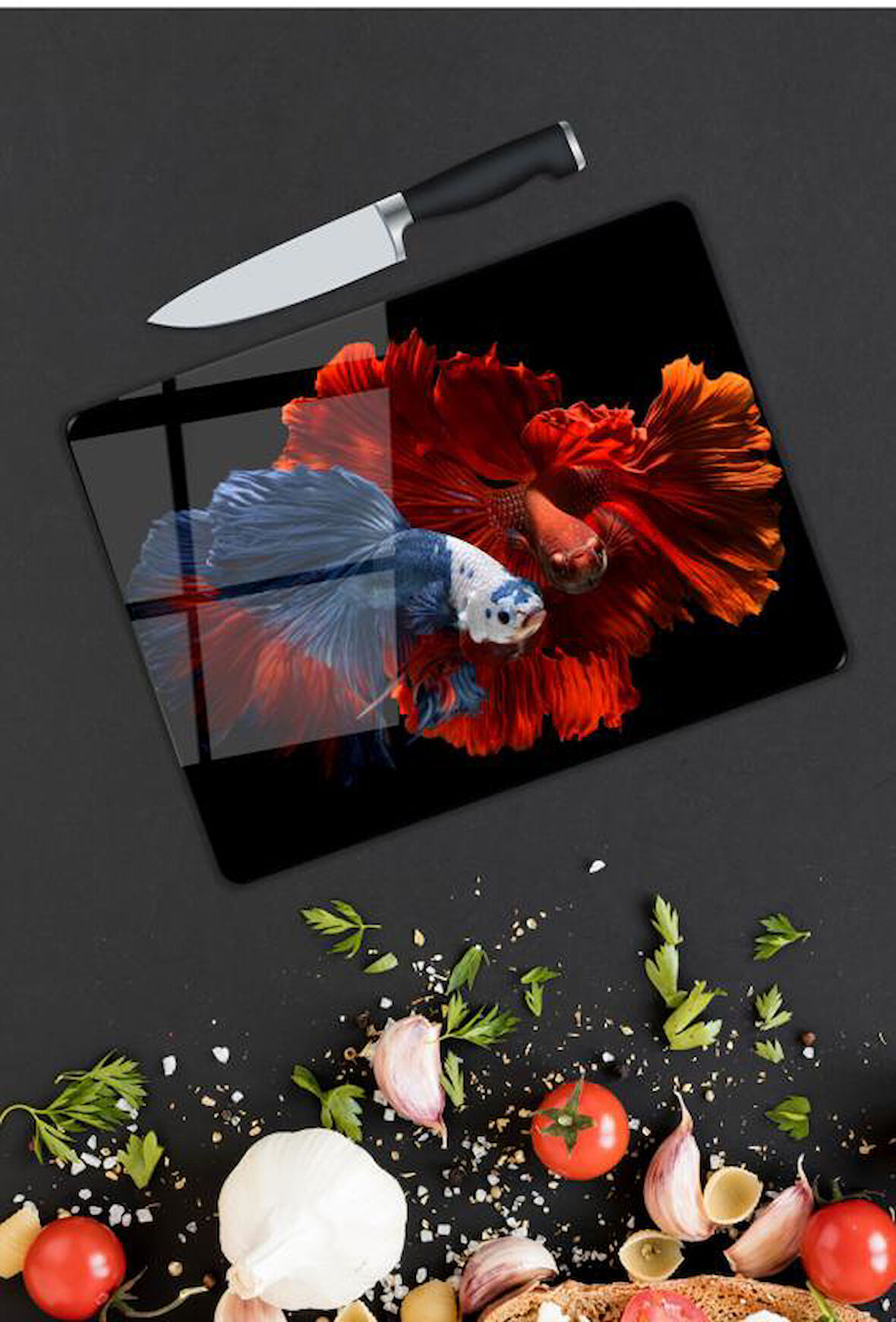 Renkli Desen Cam Kesme Tablası | Hediyelik, Dekoratif, Ofis, Mutfak 