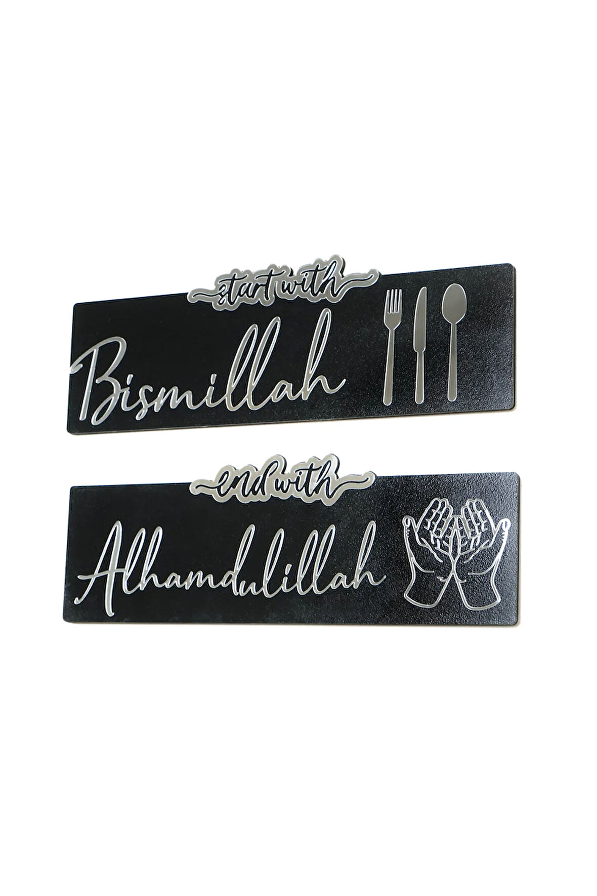Bismillah ve Elhamdülillah Yazılı Ahşap ve Akrilik Mutfak Dekoru